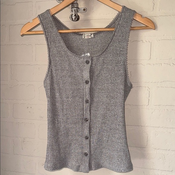 Free People tank top intimately small ribbed salt pepper NEW most wanted - Picture 2 of 7